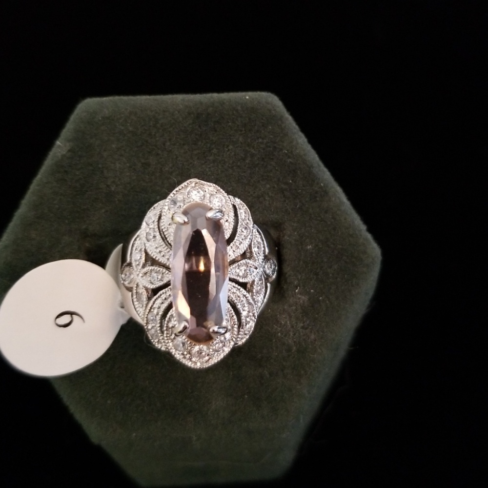 New Sterling silver ring with clear and pink CZ
